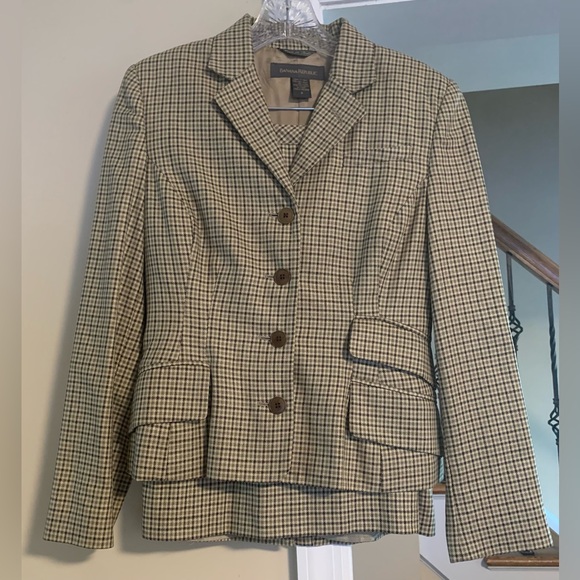 Banana Republic Made N Italy 2pc Plaid Silk-Wool Blazer Size 2 Skirt Size 4 Suit - Picture 1 of 14
